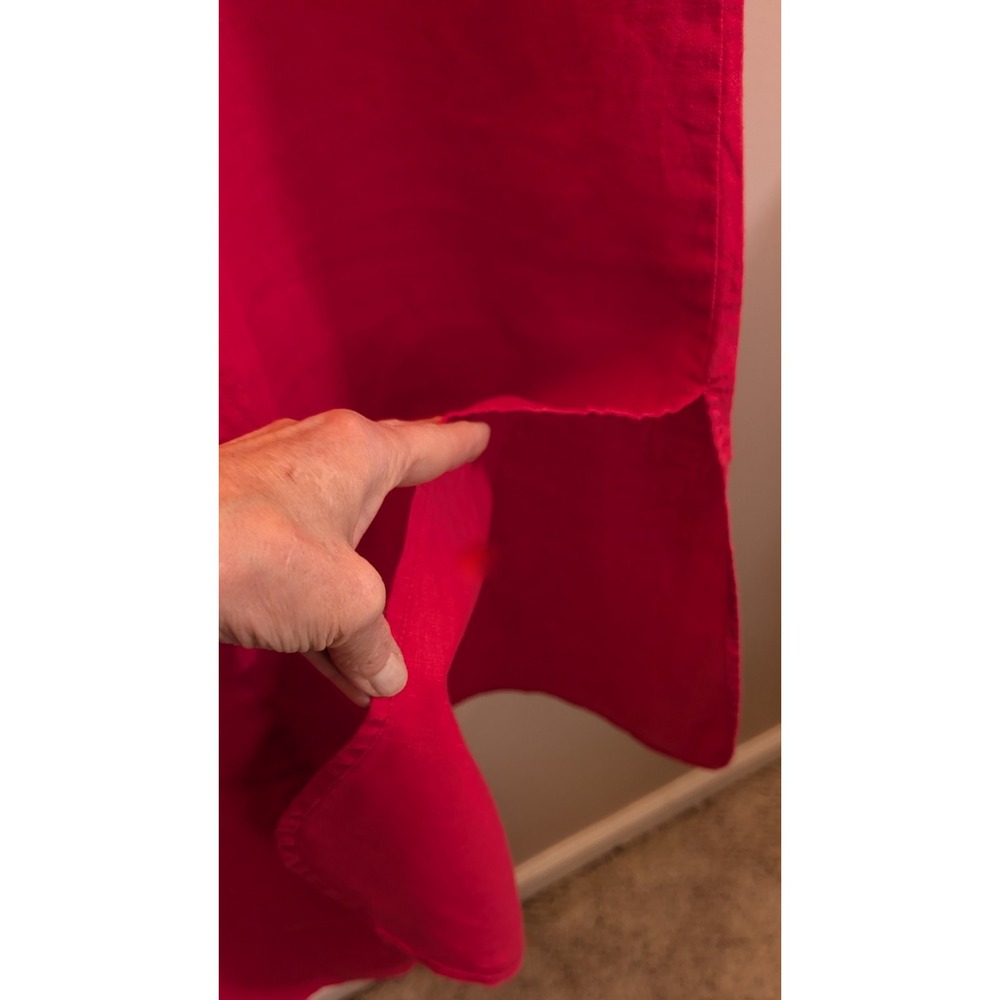 J Jill Love Linen Medium Red A-Line Maxi Dress Sleeveless Pockets Minimalist - Picture 8 of 11